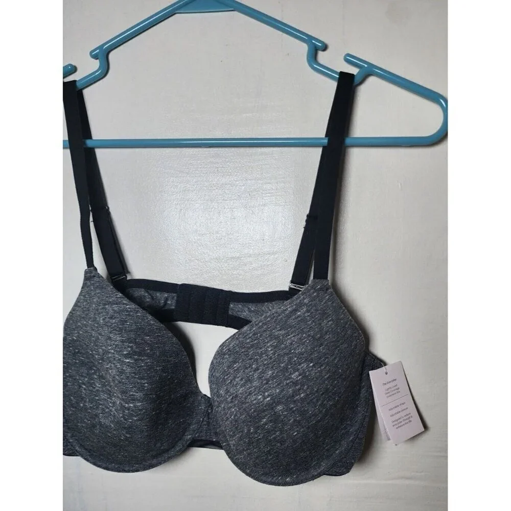 New Auden Women's Gray Underwire Lightly Line Bra Adjustable Straps Size 34B